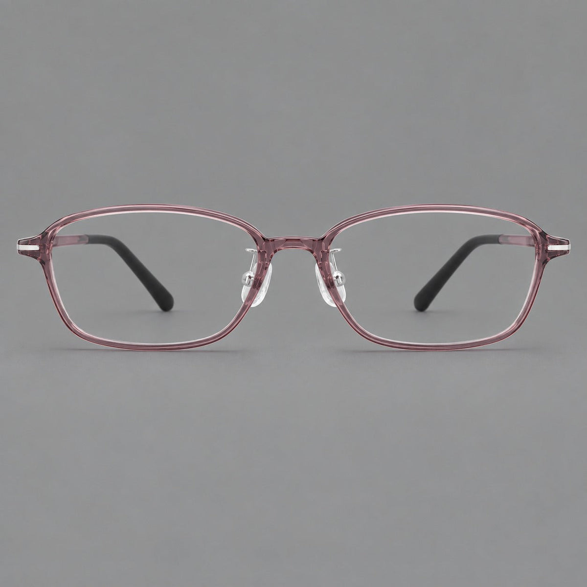 Soft oval plastic eyeglasses with a narrow bridge and gently rounded outer corners in Lilac, front view