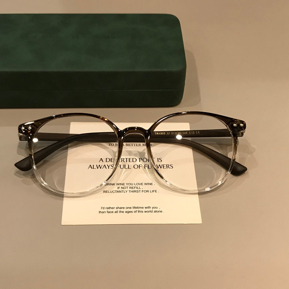 Oval Eyeglass Frames with TR Construction, Gradient Coffee Brown or Black