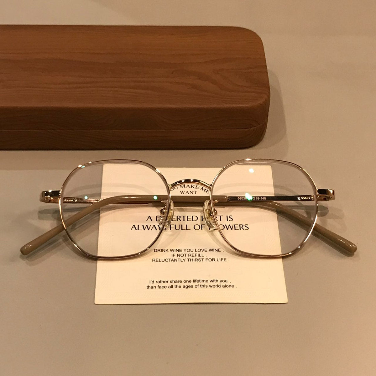 Geometric Wire-Style Eyeglass Frames with a Slim Bridge, Gold Tone