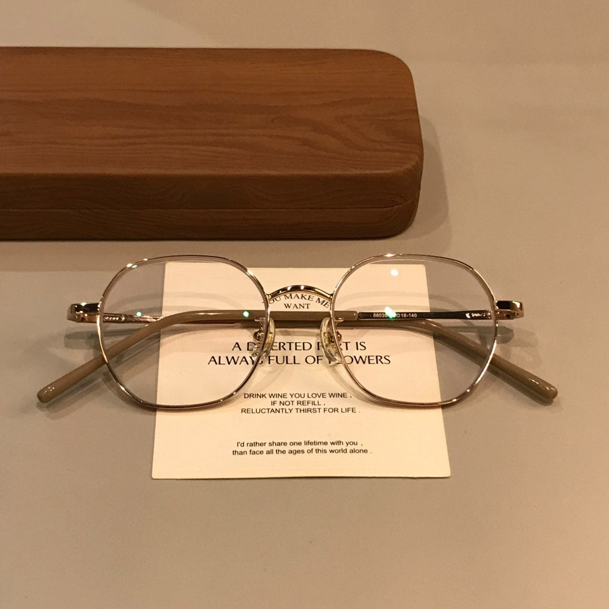Geometric Wire-Style Eyeglass Frames with a Slim Bridge, Gold Tone