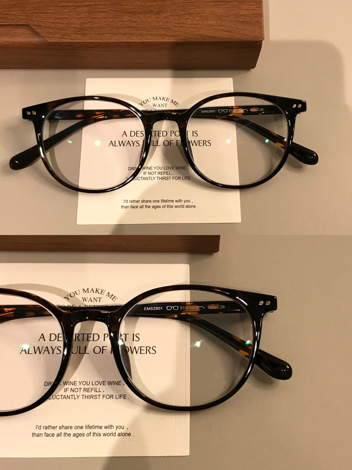 Retro Round Eyeglass Frames with a Keyhole-Style Bridge, Tortoiseshell or Black