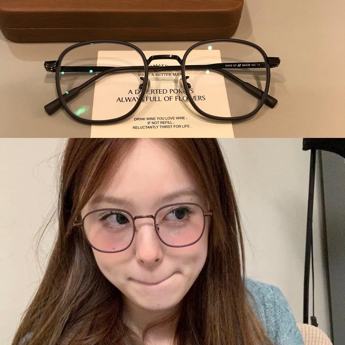 Round Eyeglass Frames with a Matte Finish and Slim Temples, Mocha Brown