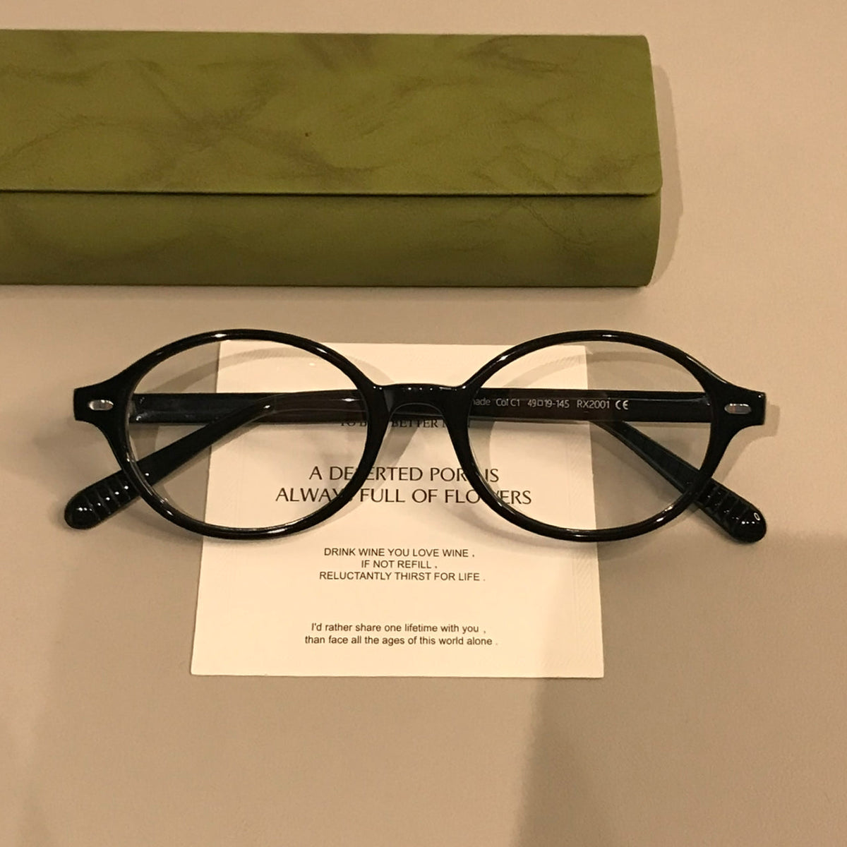 Retro Oval Eyeglass Frames with a Low-Profile Front, Black or Tortoiseshell