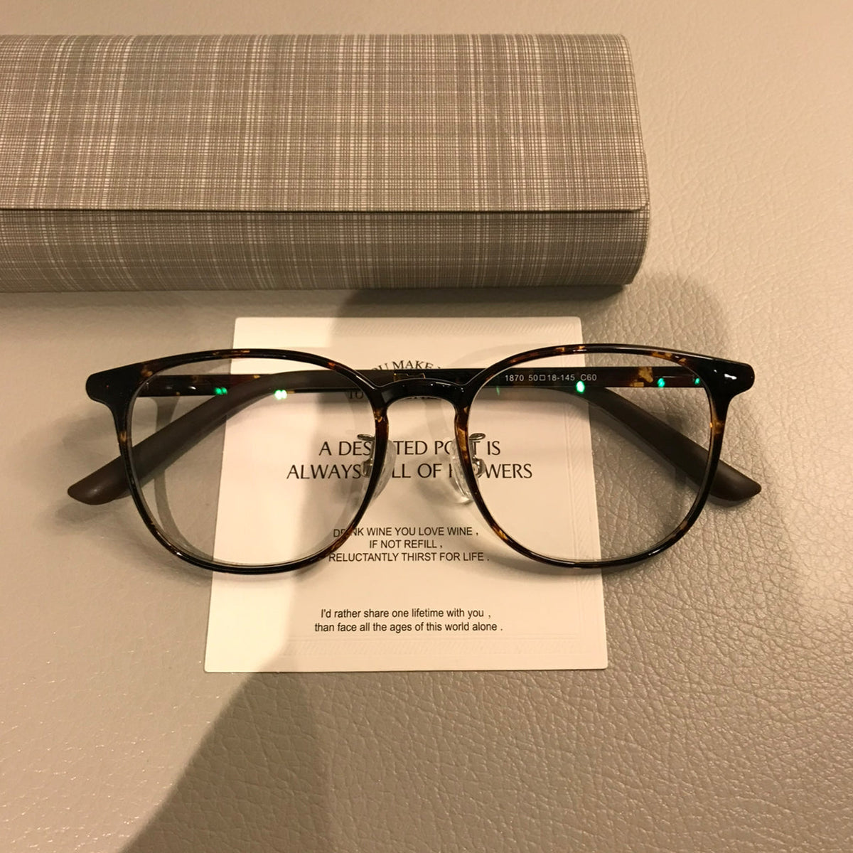 Compact Round Eyeglass Frames with Corner Accents, Black, Latte Brown or Tortoiseshell