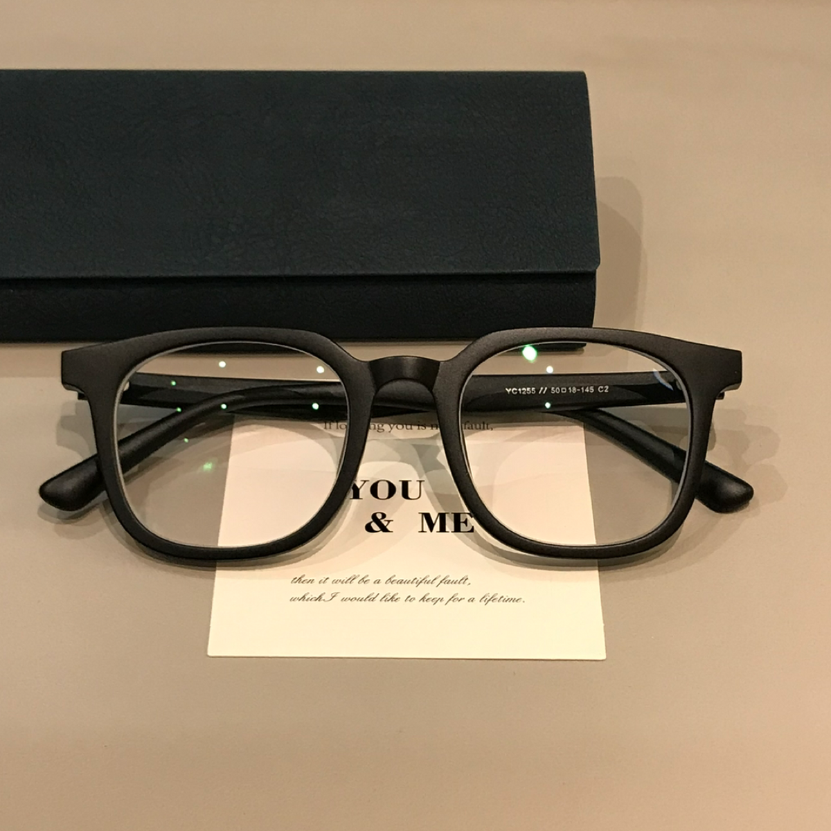 Men's Oversized Square Eyeglass Frames with Thick Matte Rims, Black