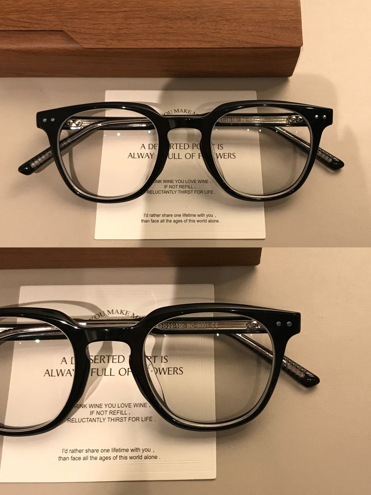 Men's Rectangular Eyeglass Frames with a Broad Upper Rim, Black