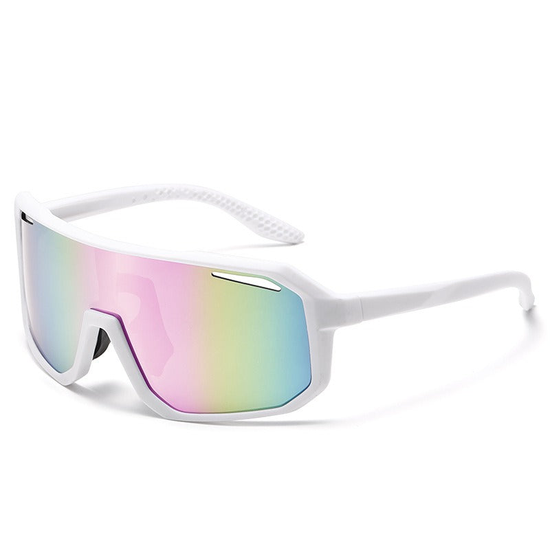 Oversized Colorful Sports Sunglasses - White