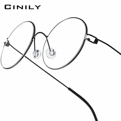 CINILY 98607 round titanium alloy glasses frame lens detail
