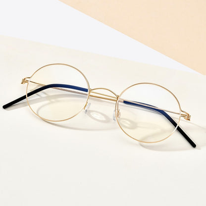 CINILY 98607 round titanium alloy glasses frame temple detail