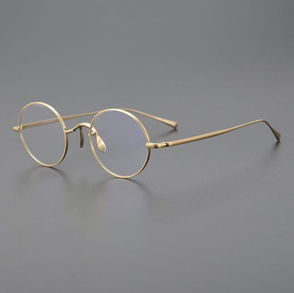 Vintage Round Titanium Glasses Frames lens detail