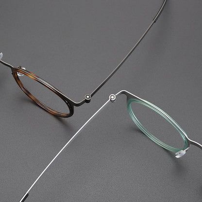 Vintage Round Titanium Glasses Frames lens detail