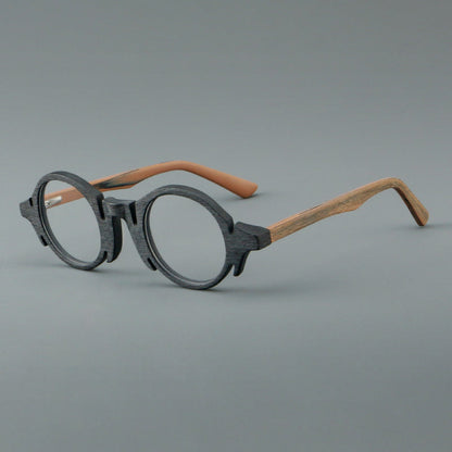 Retro Acetate Wood-Grain Effect Glasses Frames side view