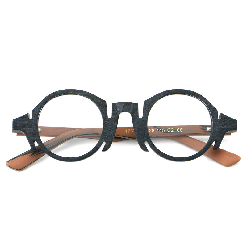 Retro Acetate Wood-Grain Effect Glasses Frames