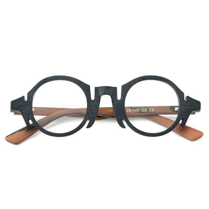 Retro Acetate Wood-Grain Effect Glasses Frames additional product view