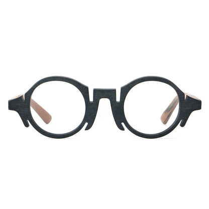 Retro Acetate Wood-Grain Effect Glasses Frames additional product view