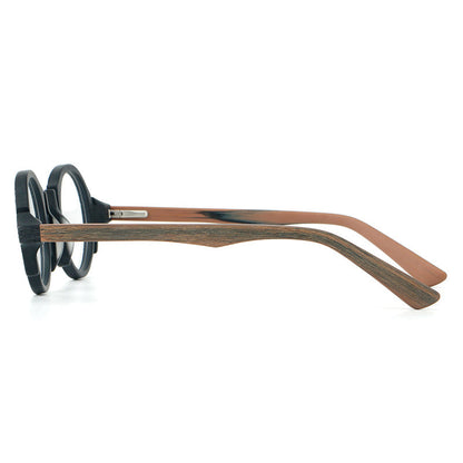 Retro Acetate Wood-Grain Effect Glasses Frames additional product view