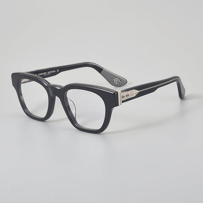 Rectangular Acetate and Titanium Glasses Frames frame detail