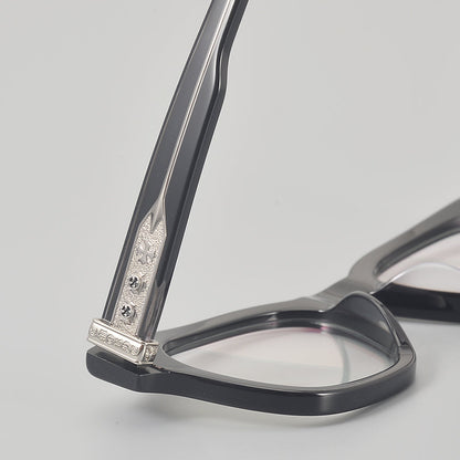 Rectangular Acetate and Titanium Glasses Frames lens detail