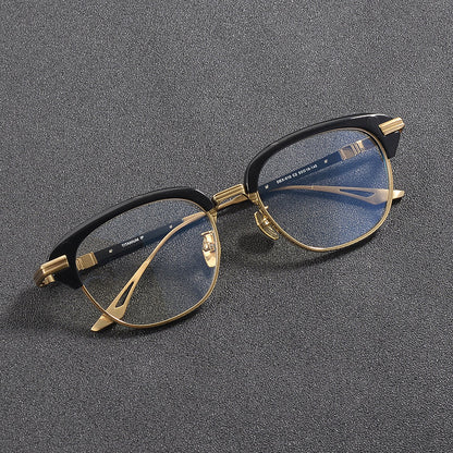 Retro Rectangular Titanium Glasses Frames side view