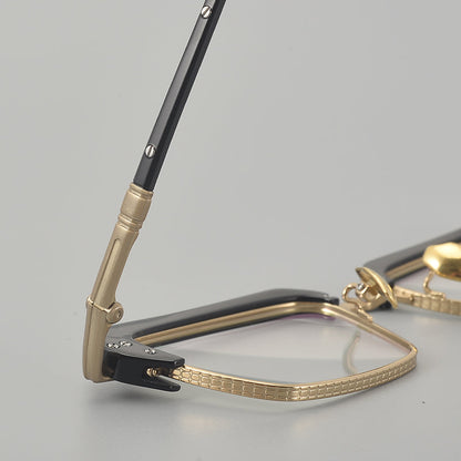 Retro Rectangular Titanium Glasses Frames lens detail