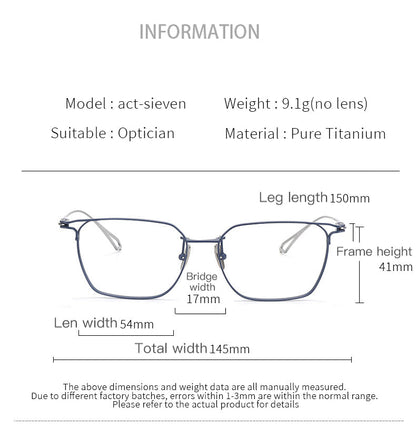 Vintage Titanium Glasses Frames front view