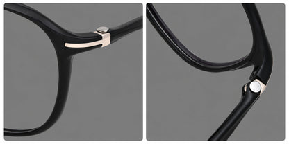 Soft square plastic eyeglasses with a raised browline and rounded lower corners, frame details additional product view