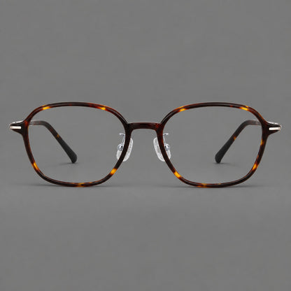 Rounded geometric plastic eyeglasses with softly angled rims and a curved bridge in Tortoiseshell, front view additional product view
