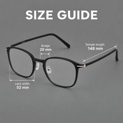 Vintage soft square plastic eyeglasses with deep lenses and a gently arched bridge, size guide in millimetres additional product view