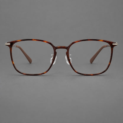 Bold square plastic eyeglasses with a defined browline and an open bridge in Tortoiseshell, front view additional product view
