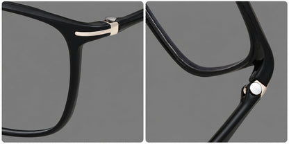 Bold square plastic eyeglasses with a defined browline and an open bridge, frame details additional product view