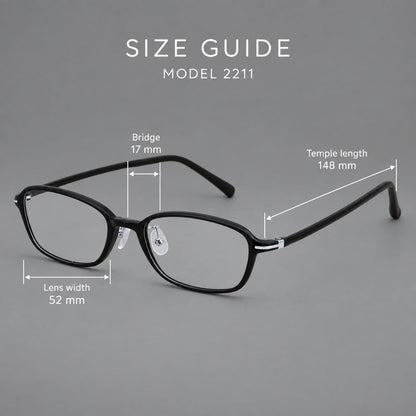 Soft oval plastic eyeglasses with a narrow bridge and gently rounded outer corners, size guide in millimetres additional product view