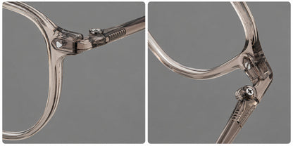 Soft square plastic eyeglasses with rounded lower rims and a broad curved bridge, frame details additional product view