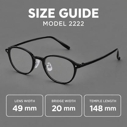 Panto plastic eyeglasses with a rounded silhouette and triangular corner studs, size guide in millimetres additional product view