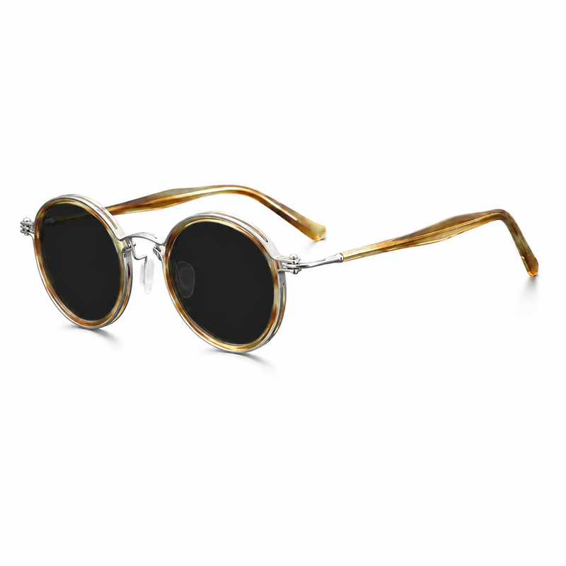 Vintage Round Polarized Sunglasses | Titanium side view