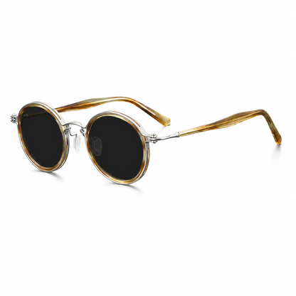 Vintage Round Polarized Sunglasses | Titanium side view