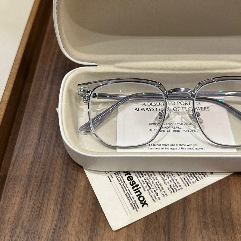 Browline Eyeglass Frames | Black or Green Gray front view