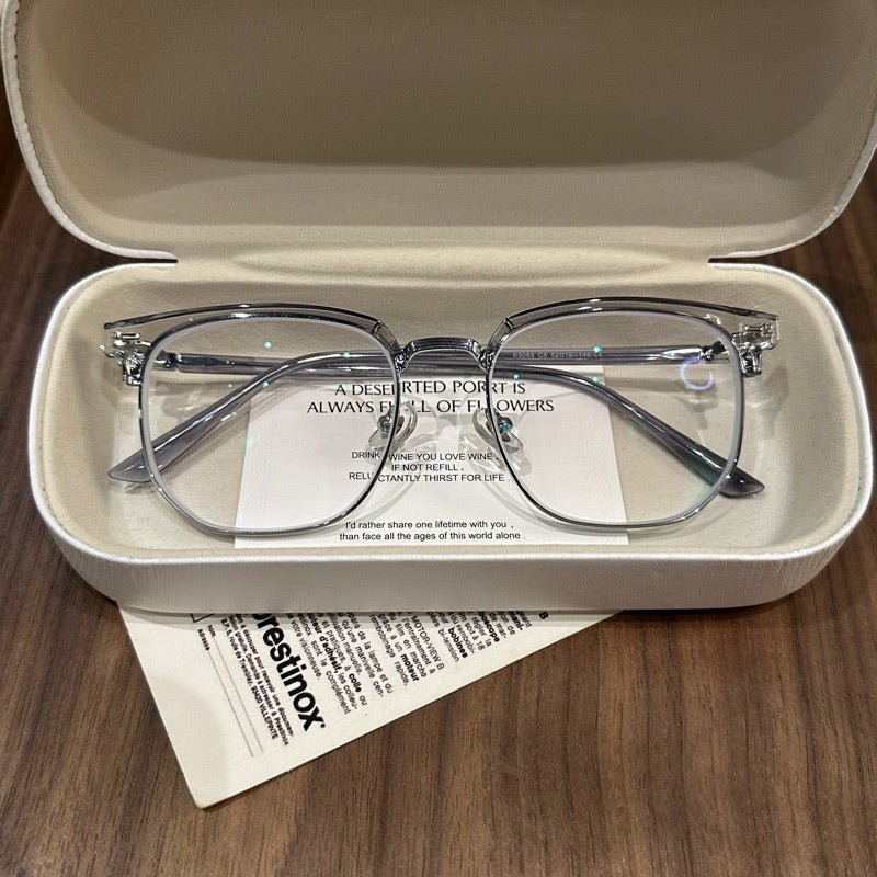 Browline Eyeglass Frames with Slim Lower Rims, Black or Coconut Green Gray