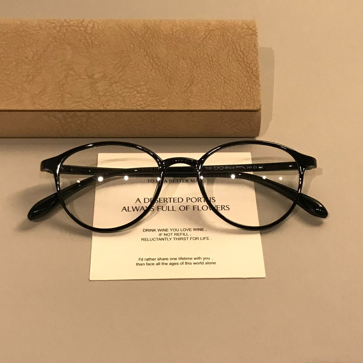 Slim Rounded Eyeglass Frames | Tea Brown or Black - Black