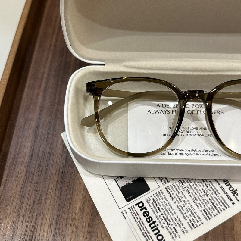Square Eyeglass Frames | Olive Green front view