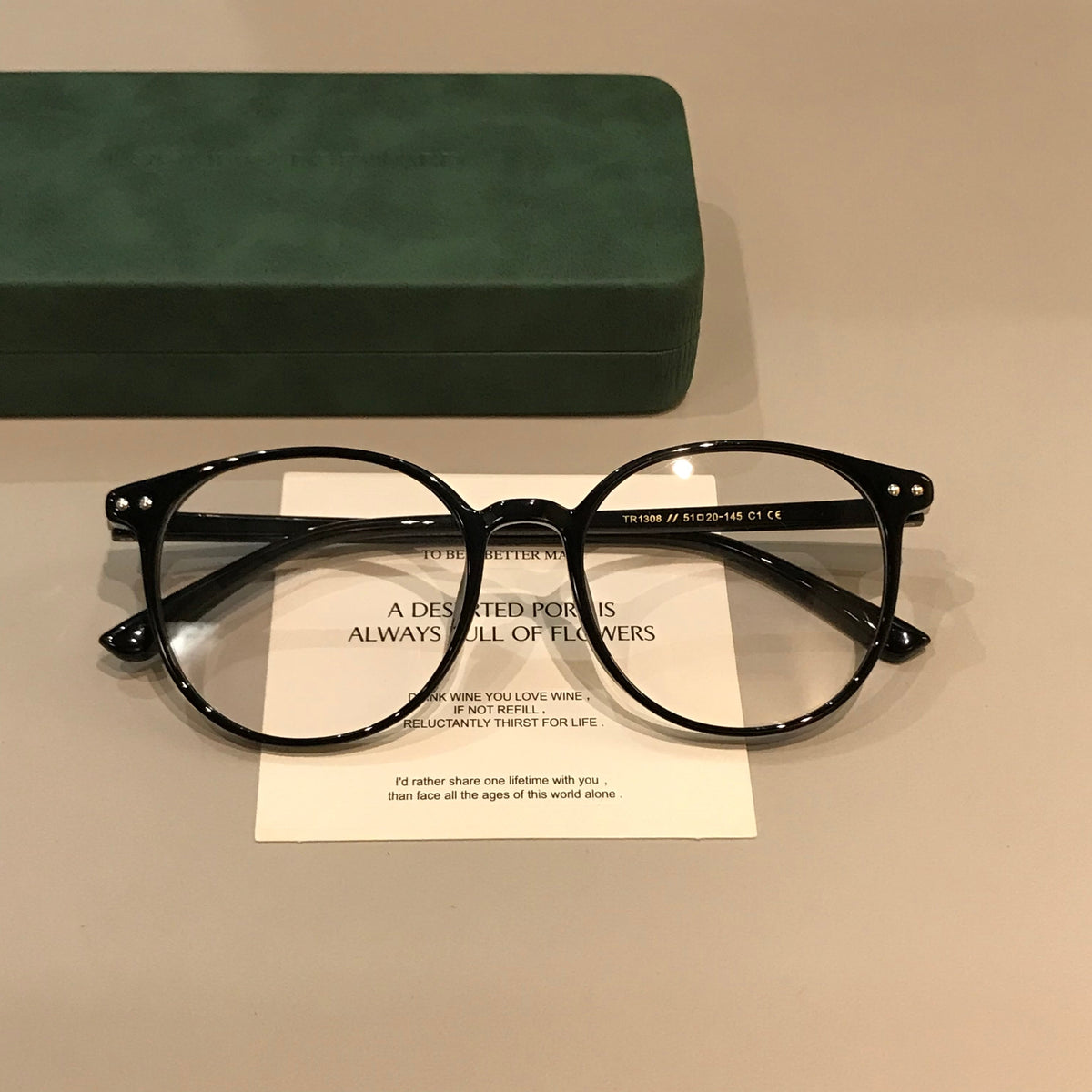 Oval TR Eyeglass Frames | Coffee Brown or Black lens detail