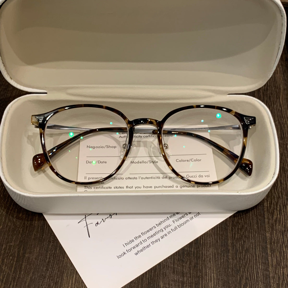 Round Eyeglass Frames with Slender Rims and Temples, Tortoiseshell, Black or Clear