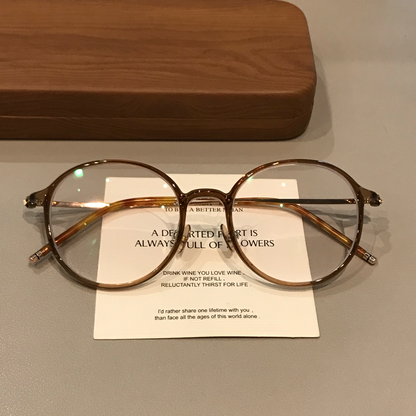 Thin-Rim Round Frames | Gray or Tea Brown side view