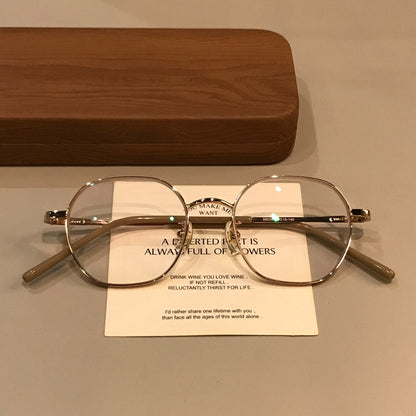 Geometric Wire-Style Eyeglass Frames | Gold Tone
