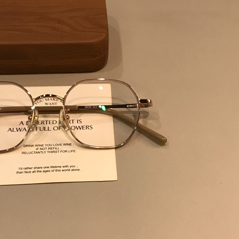 Geometric Wire-Style Eyeglass Frames | Gold Tone front view