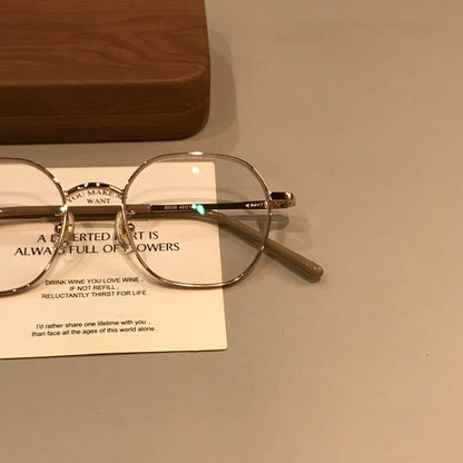 Geometric Wire-Style Eyeglass Frames | Gold Tone front view