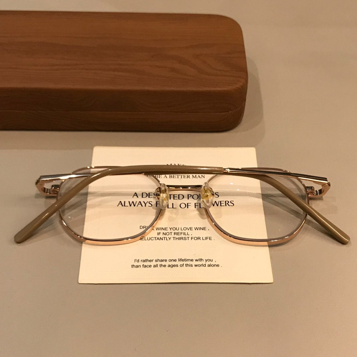 Geometric Wire-Style Eyeglass Frames | Gold Tone frame detail