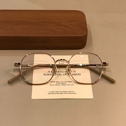 Geometric Wire-Style Eyeglass Frames | Gold Tone side view