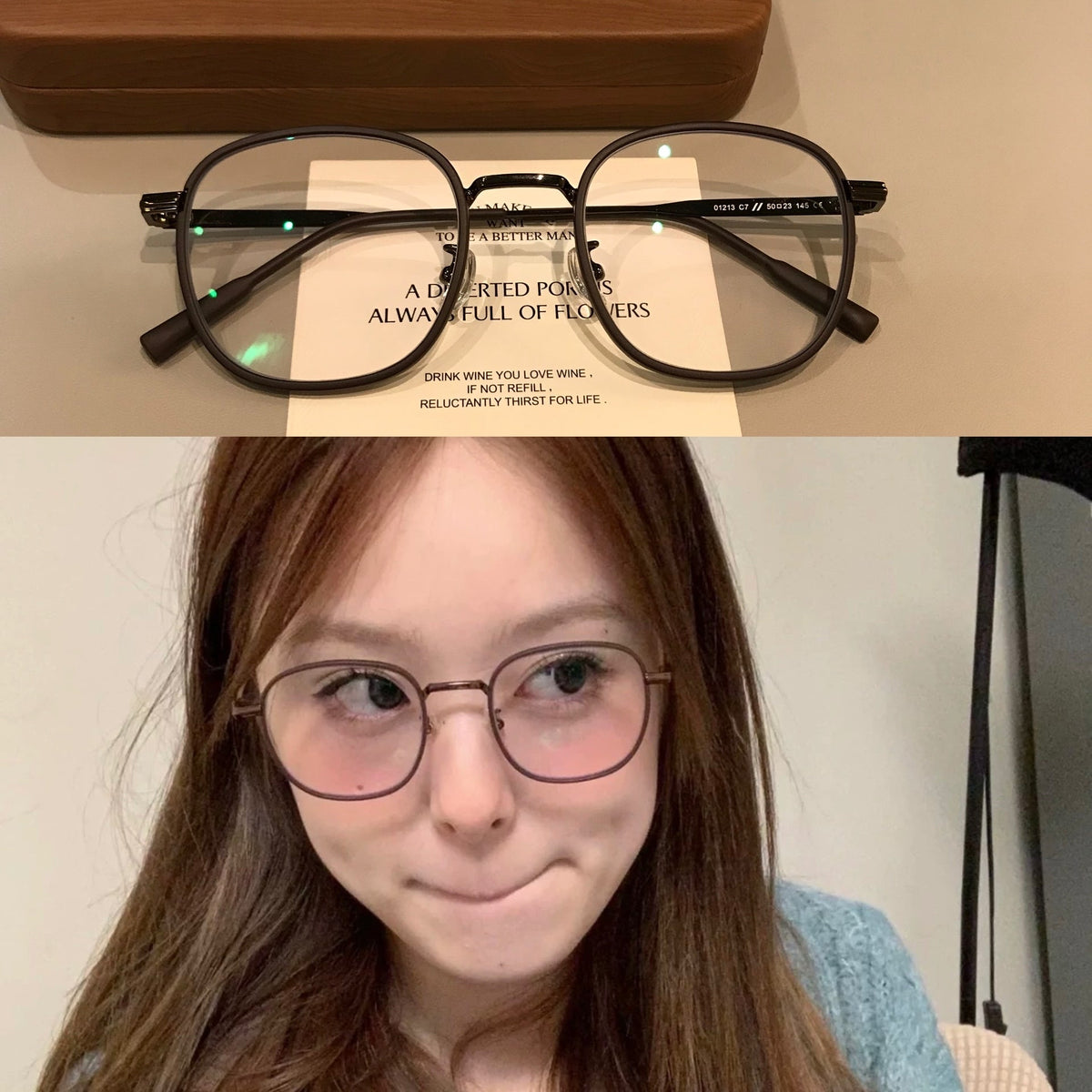 Matte Round Eyeglass Frames | Mocha Brown side view