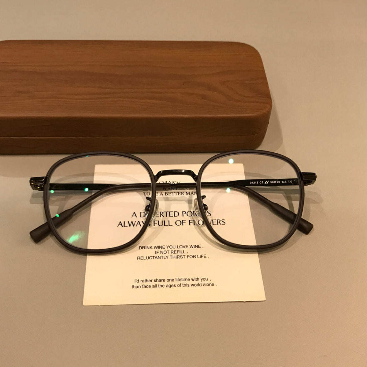 Matte Round Eyeglass Frames | Mocha Brown front view