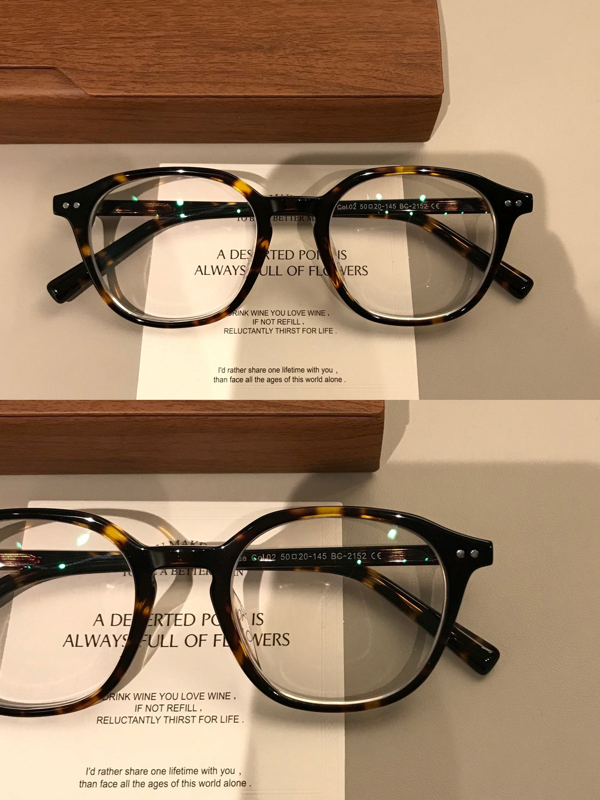 Retro Rounded Eyeglass Frames | Broad Temples front view
